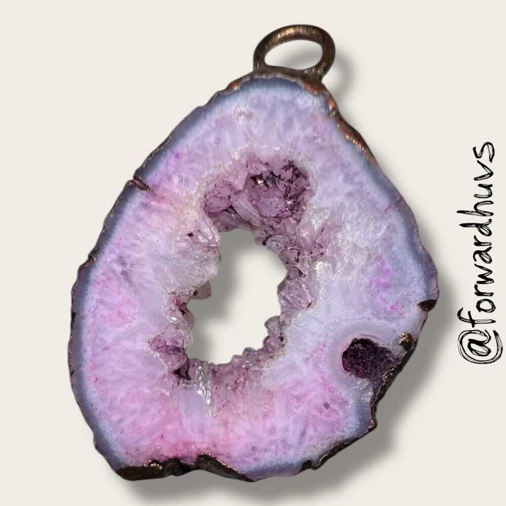 Bundle Sale 3 for $15 | Electroplated Geode Slice Pendant – 1” x ¾”